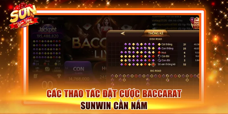 Thao tác đặt cược một ván Baccarat Sunwin 